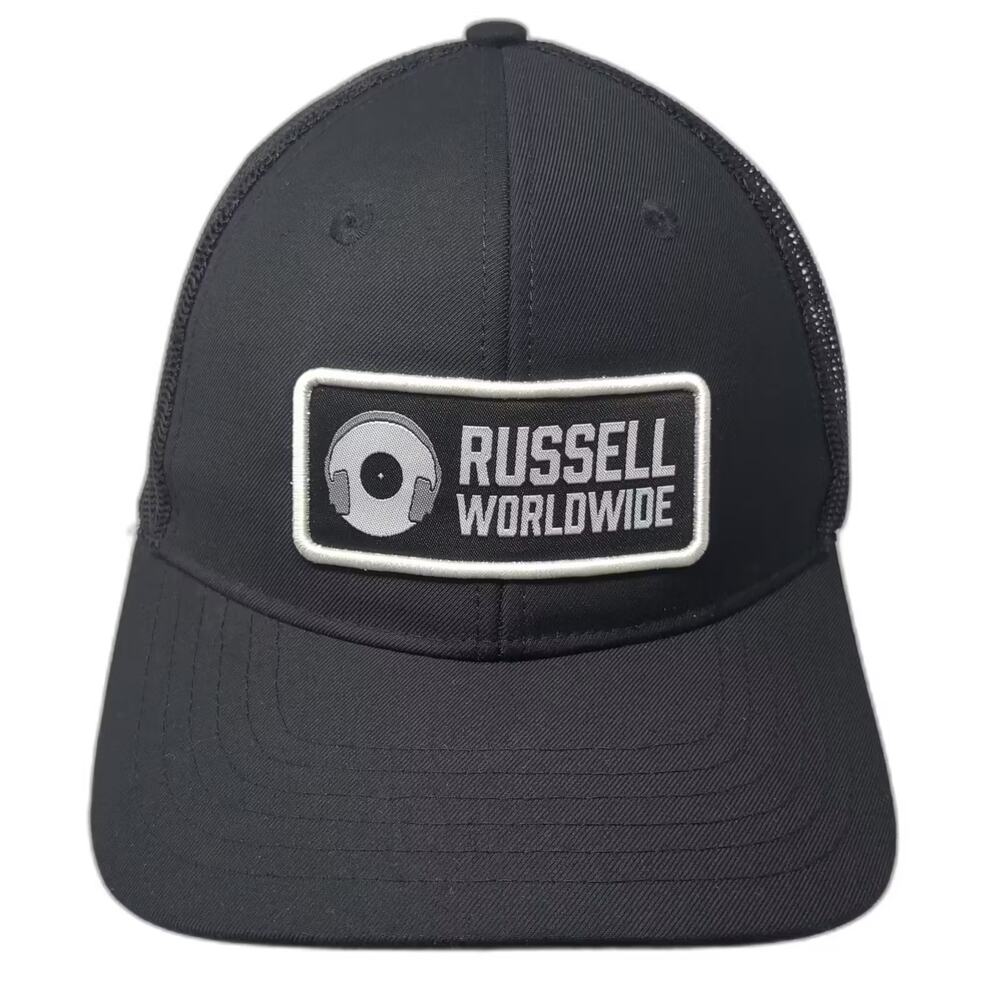 The Boat Monkey Trucker Hat Black Gray OS Snapback Russell Worldwide Mesh Patch